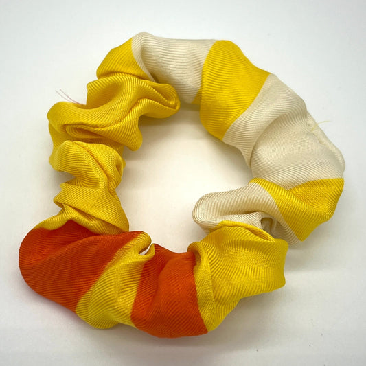 Orange and yellow real silk skinny scrunchie (upcycled silk) SilkGenie