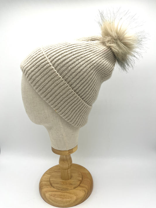 Beige, orange and brown silk lined woolly hat, beanie (upcycled silk) SilkGenie
