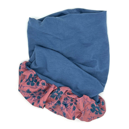Blue and pink silk lined bamboo hair wrap SilkGenie