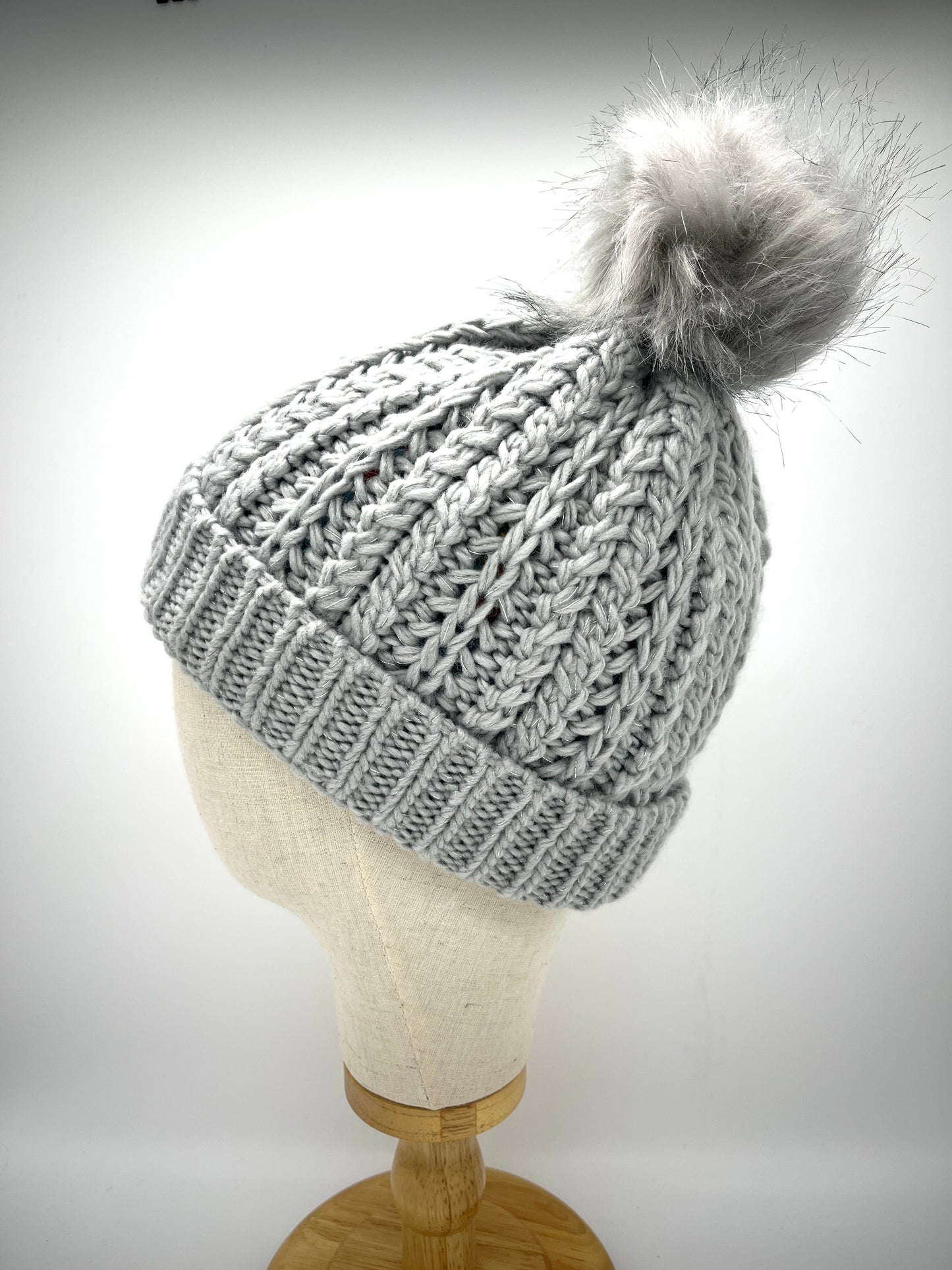 Grey silk lined woolly hat, beanie (upcycled silk) SilkGenie