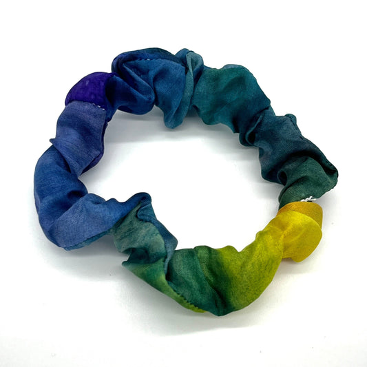Multicoloured real silk skinny scrunchie (upcycled silk) SilkGenie