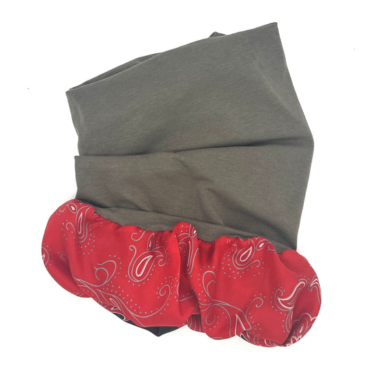Taupe and red silk lined bamboo hair wrap SilkGenie