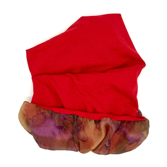 Red, bronze and purple silk lined bamboo hair wrap SilkGenie