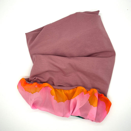 Dusky pink and hot pink silk lined bamboo hair wrap SilkGenie