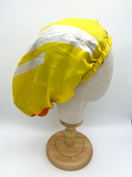 Reversible yellow and blue silk hair bonnet, wrap, beanie (upcycled silk) SilkGenie