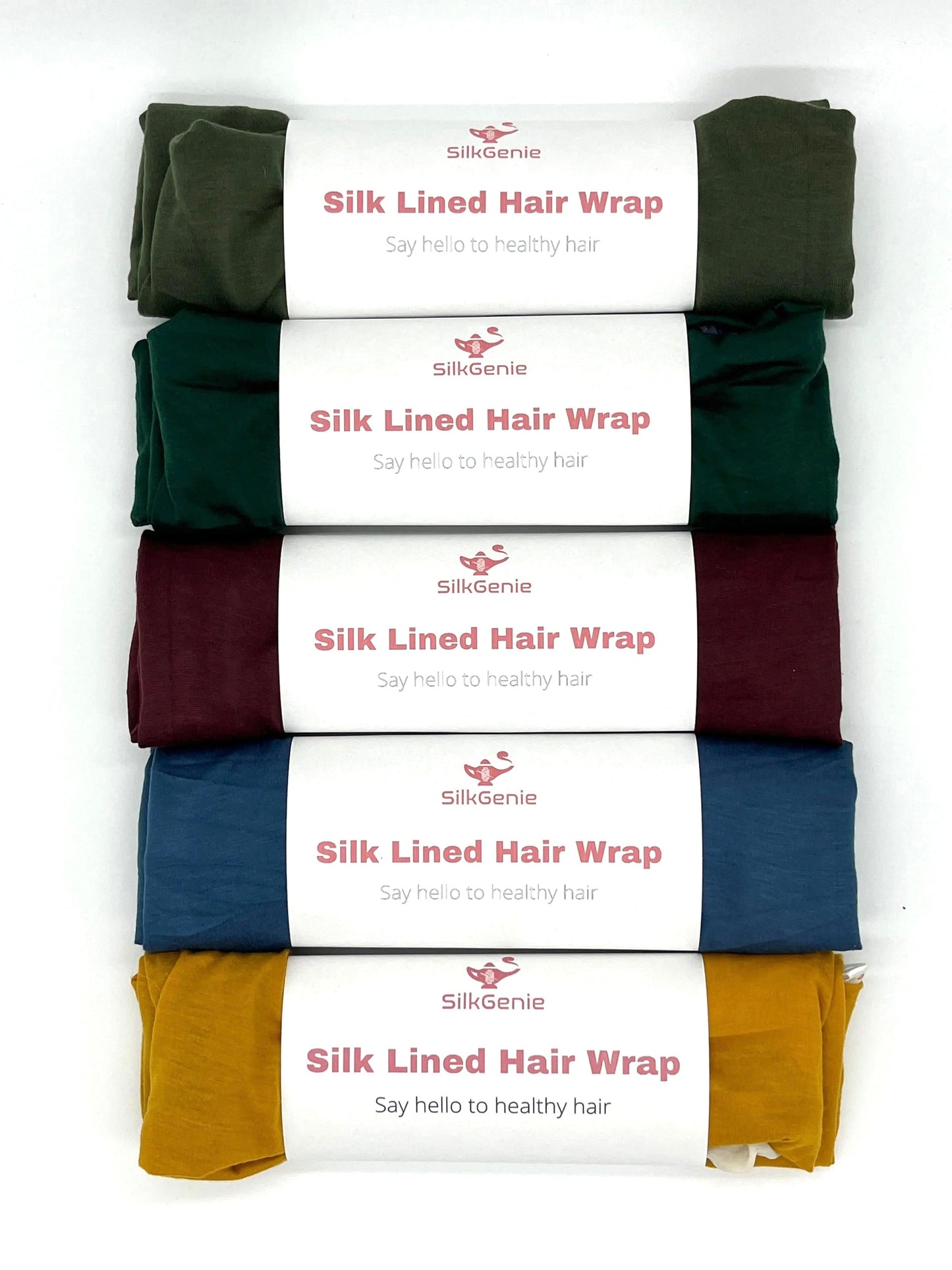 Coral and multicoloured silk lined bamboo hair wrap SilkGenie