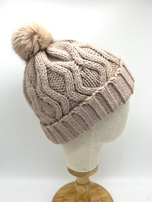 Pink silk lined woolly hat, beanie (upcycled silk) SilkGenie