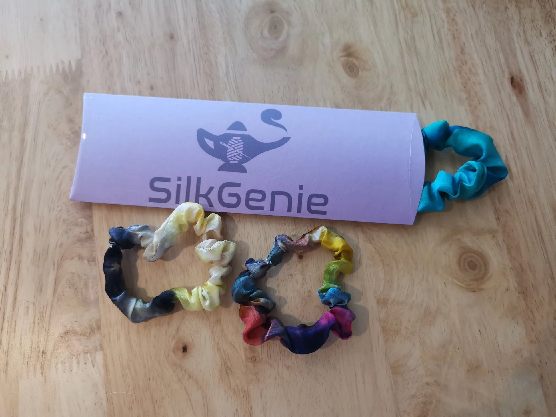 Real silk skinny scrunchies, set of 3 (upcycled silk) - monthly subscription box SilkGenie