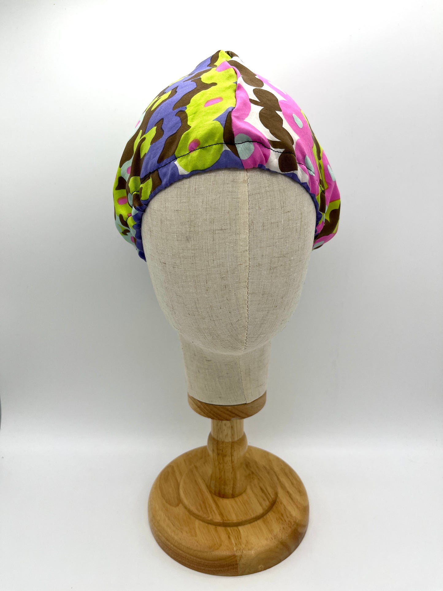 Multicoloured silk hair wrap sleeping bonnet, beanie (upcycled silk) SilkGenie